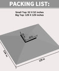 10x10 Ft Gazebo Replacement Canopy Grey Waterproof UV Resistant Built To Last Heavy Duty Polyester Fabric With Reinforced Grid Diagram