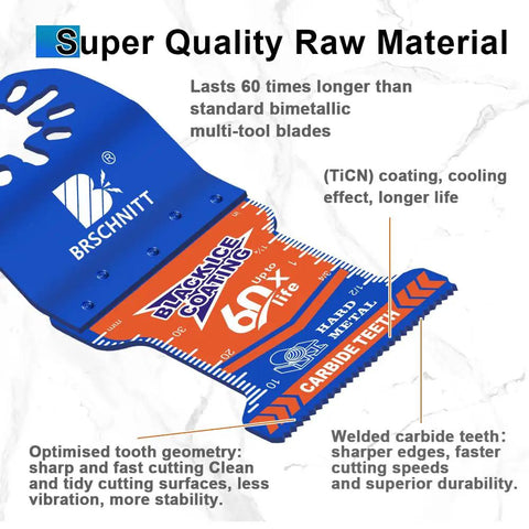 Heavy Duty Carbide Oscillating Multi Tool Blades Quick Release For Soft Metal Nails Bolts Screws Rebar Copper Pipe, with black coating.