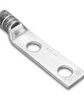 Rock Solid Two Hole Hylug Copper Compression Terminal 350 Kcmil One Half Inch Stud Hole Bundle Of Ten UL approved heavy duty wire lug side view.