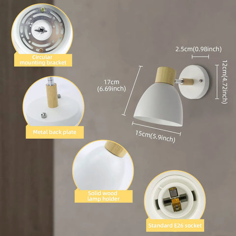 Diagram showing modern battery powered wall sconces set of two with remote in white wood rotatable dimmable indoor wall lamps.