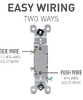 Trademaster 15 Amp Single Pole Toggle Light Switch Black Residential Grade with side and push wire terminal options.