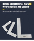 Digital Caliper, Micrometer 90 Degree Flat Edge Square Ruler Measuring Tool made of carbon steel, showing three precision rulers.