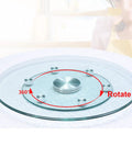 Tempered Glass Lazy Susan Turntable for Dining Table, Large Rotating Tray Centerpiece, Clear Serving Plate, Gold Rim, 39.4 Inch Diameter