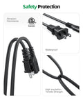 ETL-listed 6 foot printer power cord cable fits HP OfficeJet Pro Envy DeskJet Canon PIXMA MG MP MX Epson printers
