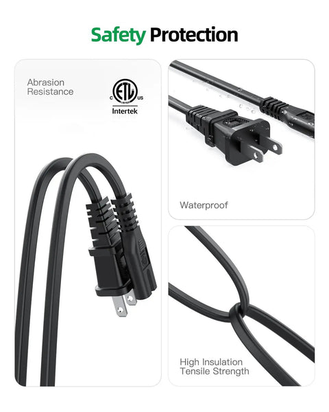 ETL-listed 6 foot printer power cord cable fits HP OfficeJet Pro Envy DeskJet Canon PIXMA MG MP MX Epson printers