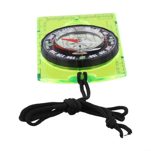 Stay On Track Hiking Compass with acrylic baseplate, ruler scale, 360 degree bezel, azimuth bearing, map magnifier, green edition