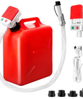 FEEDRON automatic fuel transfer pump, red portable unit with 51-inch hose and USB/battery power, includes 4 adapters