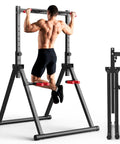Foldable Power Tower For Pull Ups Dips And Push Ups Free Standing Multi Function Strength Training Station For Home Gym in use