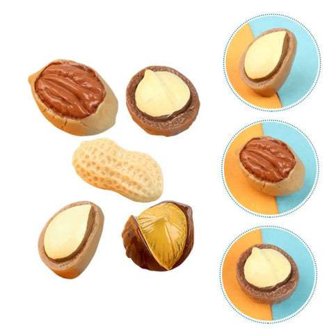 Miniature Resin Nut Ornaments Set For Dollhouse Food Decor, realistic tiny nut models for crafts and DIY projects, assorted styles