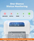 No-Hassle Portable Countertop Ice Maker With Scoop And Carry Handle status indicators showing ice levels and power.