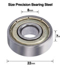 20-Pack 608 ZZ Sealed 8mm x 22mm x 7mm Double Iron Shield Deep Groove Steel Miniature Ball Bearings for Skateboards Inline Skates Scooters