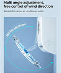 Adjustable air conditioner vent guide showing 180° angle adjustment for controlling airflow direction effectively.