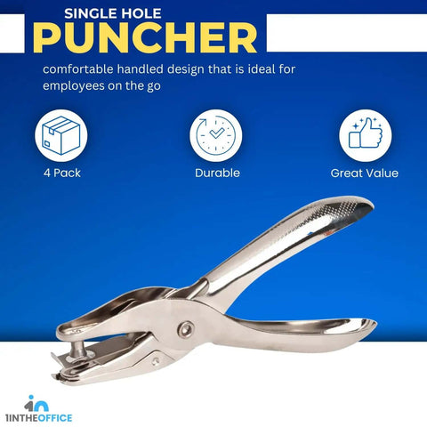Heavy Duty All Metal One Quarter Inch Single Hole Punch Handheld Punch For Paper And Crafts Eight Sheet Capacity