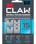 Claw 15 Lb Drywall Picture Hanger Pack With Spot Markers packaging front view with hangers and instructions