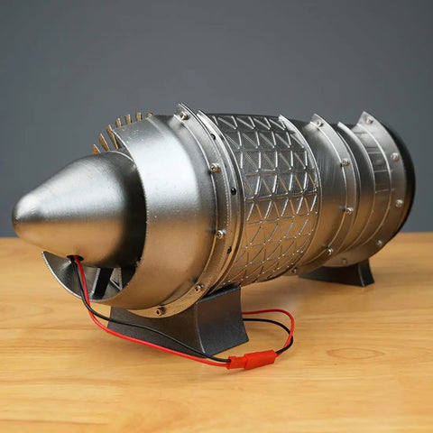 Dope 1:3 Scale WP-85 Turbojet Engine Model Kit With Motorized Blades, Functional DIY Jet Engine For STEM Projects, Aviation Fans And Engineering Enthusiasts, 3D Printed Precision Build For Hands On Learning. Silver 1:3 scale turbojet model with motor and wires
