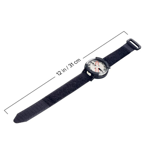 All Weather Wrist Compass With Velcro Strap For Easy Navigation From City Streets To Backcountry, Waterproof And Compact shown at 12 inches