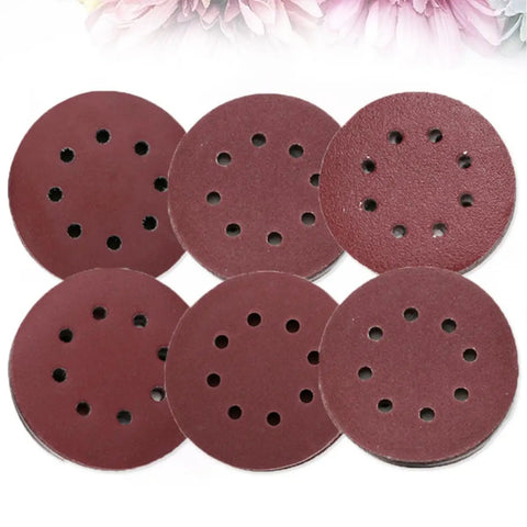 Grab These 60-Piece 5-Inch 8-Hole Hook And Loop Sanding Discs With Aluminum Oxide Grit for efficient surface sanding and polishing.