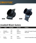Deadnuts Tight Heavy Duty 4 Inch Blast Gate Valve For Professional Workshop Dust Collection Systems Featuring Smooth Sliding Control and Quick Change Threaded Hose Connectors with black ABS construction.
