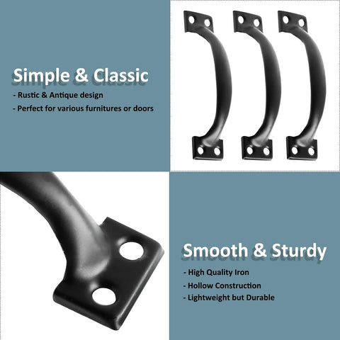 20 Pcs 4 Inch Metal Bow Door Handles Large Vintage Style Door Pulls For Barn Doors and Cabinets in Matte Black Iron