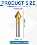 Slick And Sharp 60 Degree Countersink Drill Bit 16.5mm Premium Cobalt Steel showing size dimensions and cutting length.