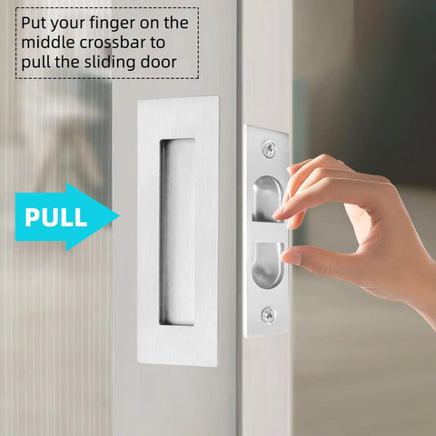 Slick 4 Inch Pocket Door Edge Pull 2 Pack Rock Solid 304 Stainless Steel Flush Mount Finger Grip Handles used for sliding door.