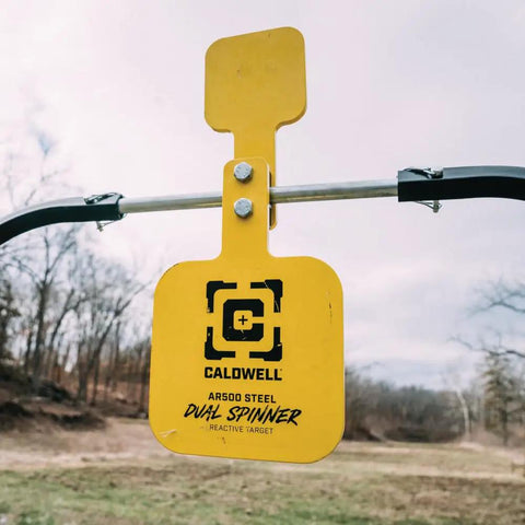 AR500 Dual Spinner Target For Rifle Shooting Three Eighths Inch Steel Target On A Collapsible Stand Perfect For Precision Shooting