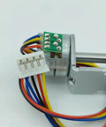 Compact 80 Millimeter Stroke Micro Linear Stepper Motor With 5V 2 Phase 4 Wire Lead Screw Actuator detailed view with wiring.
