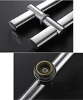 Adjustable Hole Distance Office Glass Door Handle For Push Pull Doors, Barn Doors, And Bathroom Doors, Durable Stainless Steel 50cm Silver Finish With Thick Pipe Design, Easy Install And Freely Adjustable Spacing For Modern Homes And Offices. stainless steel handle pair on black background