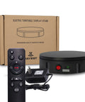 JAYEGT Motorized Rotating Display Stand With Remote Control And 5 Color Backgrounds, Electric Turntable with remote and power adapter.