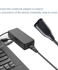 Straight Up Heavy Duty C7 To C8 Power Extension Cable 3 Pack IEC 320 connected to a laptop's adapter for easy movement.