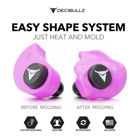 Custom Molded Earplugs With A Snug Fit And 31dB NRR For Serious Noise Reduction, Ideal For Shooting, Travel, Swimming, Work And Concerts, All Day Comfort And Secure Stay, Soft Pink