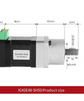 High Precision IG42E48SH50 Harmonic Reduction Motor for Industrial Robots, showing dimensions and integrated drive system.