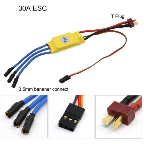 30A ESC with T Plug and connectors for A2212 1400KV Brushless RC Motor With 30A ESC And SG90 Micro Servo 8060 Propeller Set