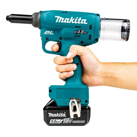 Heavy Duty Cordless Rivet Tool Featuring Brushless Motor And 10KN Pulling Force Cracks Steel Aluminum Rivets Up To 3 16 Inches, handheld with battery.