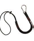 Squids 3105 Tool Lanyard With Aluminum Screw Lock Carabiner For No Snag Secure Attachment, black flexible elastic webbing