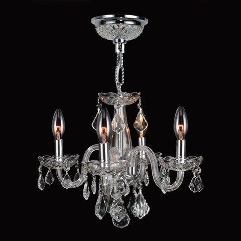 Four Light Crystal Chandelier In Chrome Finish With Cranberry Red Crystals, 16 Inch Diameter And 12 Inch Height, Includes Canopy And 48 Inch Adjustable Chain, Clarion Collection, Flush Ceiling Mount For A Showstopper Glam Look on black background