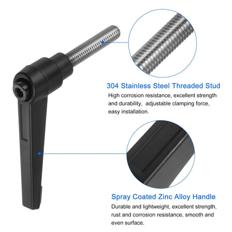Clamping Lever Handles 2 Pack M8 X 35mm Threaded Male Stud 304 Stainless Steel Adjustable Locking Quick Release
