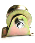 Heavy Duty V Groove Caster Wheel Three Inch Steel Pulley Built Like A Tank For Sliding Doors And Industrial Carts Featuring A Rock Solid Five Hundred Kg Load Rating And Top Shelf Smooth Operator Glide On Tracks, steel construction with pulley and mounting bracket.