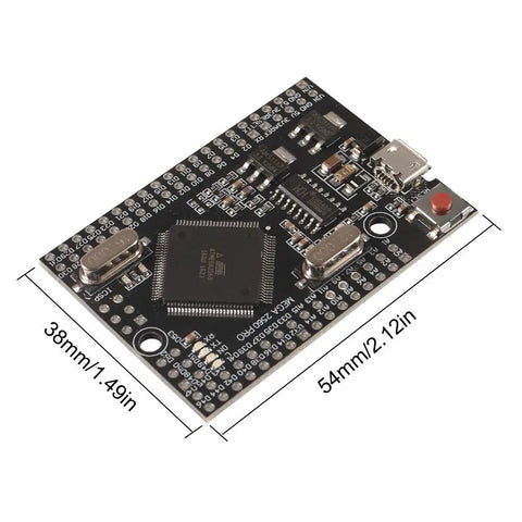 Mega 2560 Pro Embedded Board With CH340G USB UART Converter And ATmega2560-16AU Chip, 38x55mm size, top view