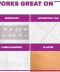 Image showing surfaces compatible with Color Changing Ceiling Paint With Disappearing Pink Technology Acrylic Self Priming Flat White Ceiling Paint For Smooth Or Textured Ceilings Quick Dry Recoat In About Two Hours And Help Prevent Missed Spots One Gallon: sheetrock, acoustical tile, cured masonry, and plaster.