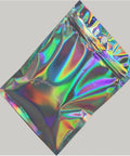 Pack Of 100 Holographic Aluminum Foil Zip Lock Self Sealing Food Storage Bags with rainbow back, 7.5x12cm