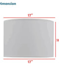 Dimensions of Off White Faux Linen Drum Lamp Shade With UNO Fitter 36 Mm Inner Ring Brass Fitter 17 Inch Tall By 17 Inch Wide