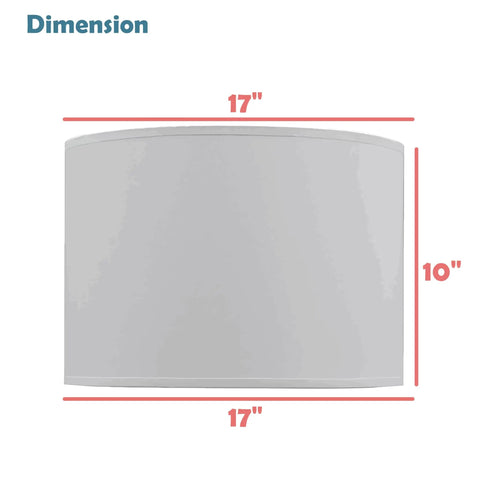 Dimensions of Off White Faux Linen Drum Lamp Shade With UNO Fitter 36 Mm Inner Ring Brass Fitter 17 Inch Tall By 17 Inch Wide