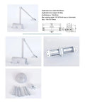 Square Automatic Hydraulic Door Closer For Medium Doors 45 To 65 Kg Load Fits 600 To 900 Mm Wide Panels Smooth Auto Closing