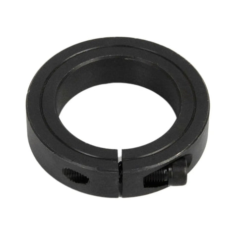 One And Three Quarters Inch Bore Single Split Shaft Collar With Outer Diameter Two And Three Quarters Inches And Eleven Sixteenths Inch Wide Beefy Carbon Steel Two Pack for secure shaft alignment front view