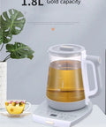 2 Liter Multifunctional Electric Kettle And Coffee Pot With Built In Strainer Stewing Cup Health Focused Water Boiler in clear glass with tea