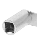 Close-up of Heavy Duty No-Fuss EDM Wire Spool Winder Hand Crank With Ergonomic Rotating Grip in silver metal showing square socket end