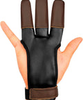 Three Finger Archery Glove Leather Tab All Day Comfort Heavy Duty For Recurve And Longbows Durable Finger Protector on hand
