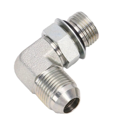 Solid 2 Pack 1/4 Inch 37 Degree Flare To SAE Orb Hydraulic Fitting Adapter Connects Threads To Orbit Rings Like A Champ For Hoses Valves Cylinders And Pumps Leak Free Under Pressure Always For Heavy Duty Work Built Sick Every Single Day, 90-degree metal adapter