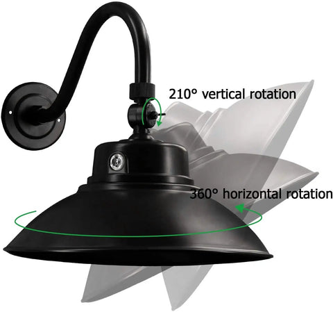 Two Pack 14 Inch Barn Light Outdoor Dusk To Dawn With Photocell, 42W 4200LM with 360° rotation, weatherproof black fixture